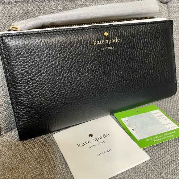 Kate Spade Young Lane Black Pebbled Leather Eliza Wristlet Clutch - Picture 3 of 7